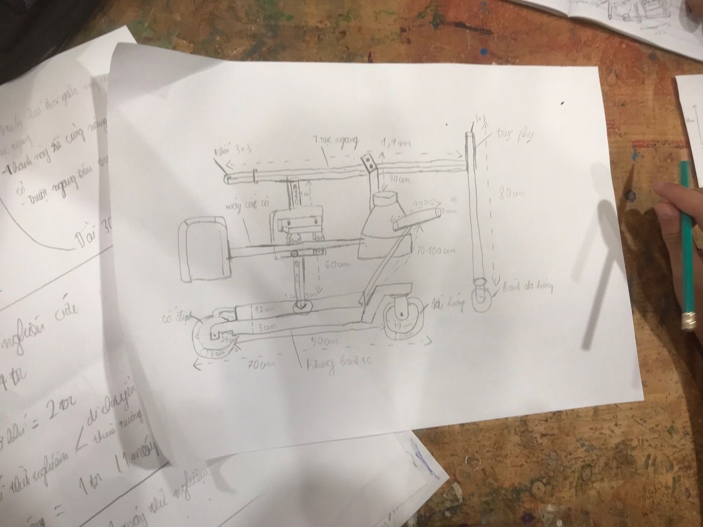 Bản thiết kế phác thảo ý tưởng của Học sinh THCS Maya trong Dự Án Học Tập Thực Tế chế tạo máy hút bọ nhảy