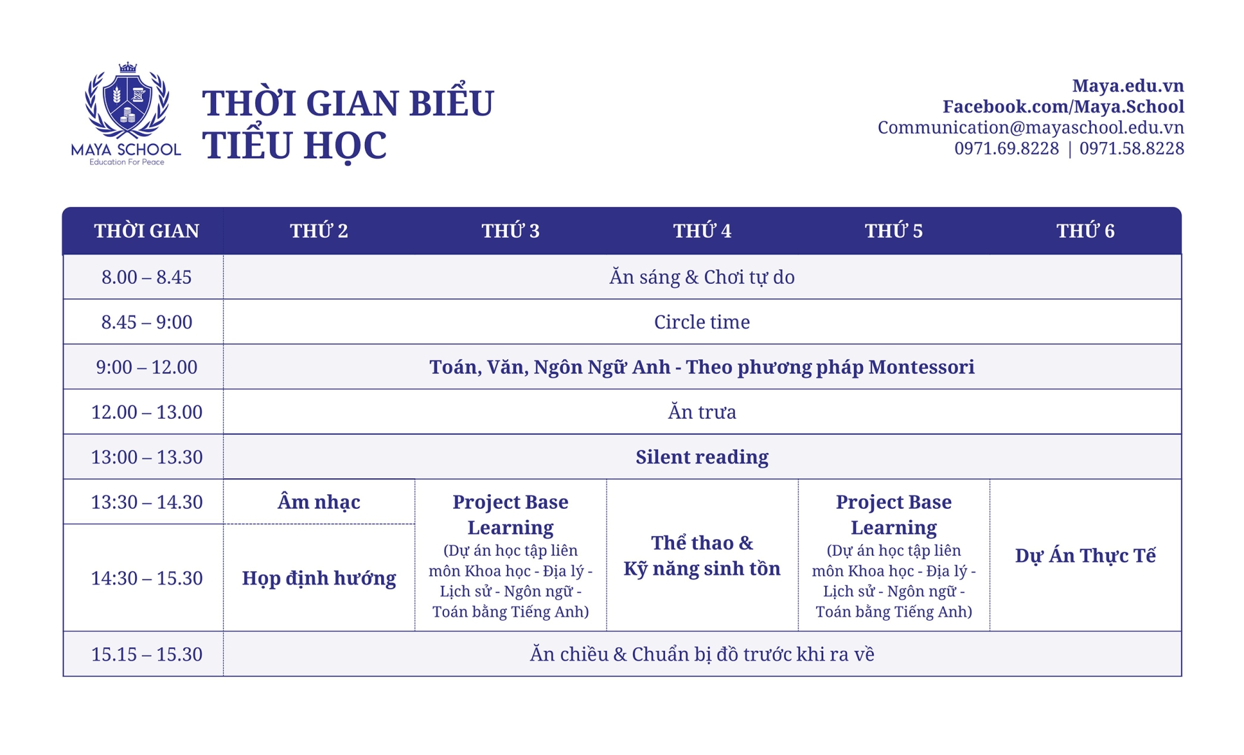 Thời Gian Biểu Tiểu Học 2024